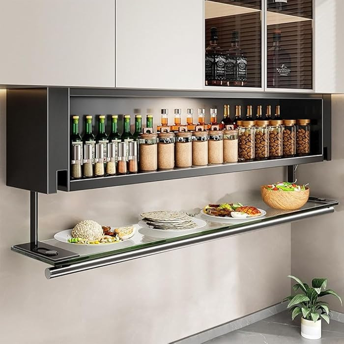 Seasoning Organizer Wall Mounted with Pull Down Shelf, Kitchen Organizers and Storage, Upper Cabi... | Amazon (US)