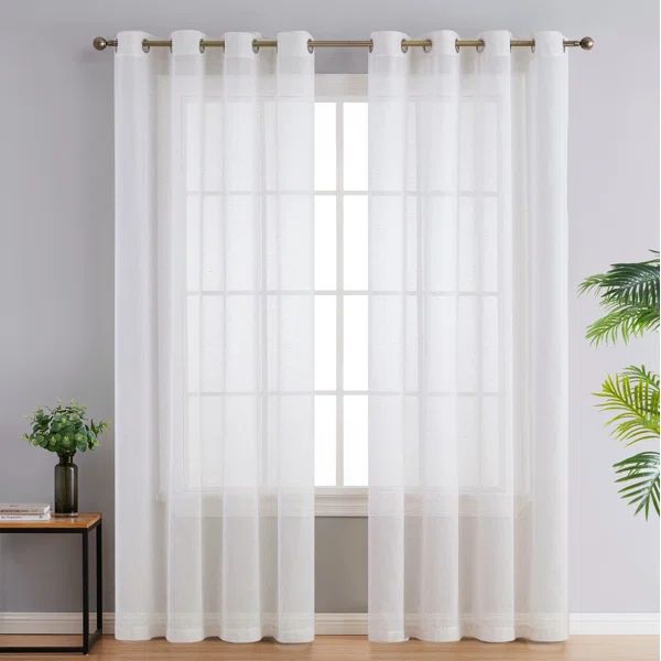 Delexis Solid Semi-Sheer Grommet Curtain Panels | Wayfair North America