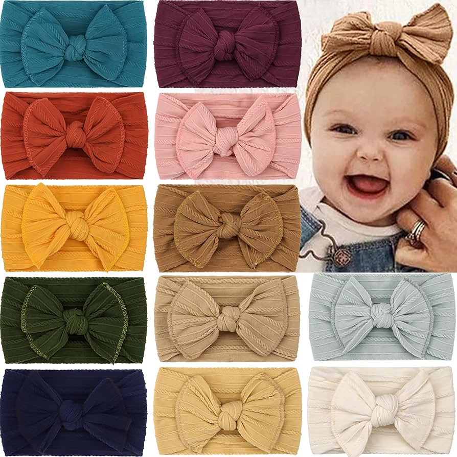 CÉLLOT Super Stretchy Soft Knot Headbands with Hair Bows Head Wrap Hair Accessories For Newborn ... | Amazon (US)