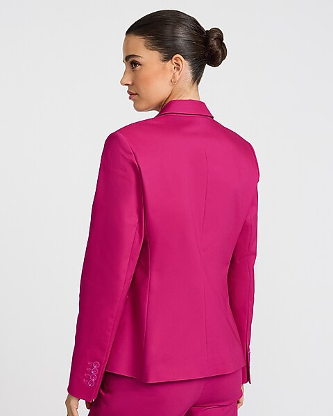 Editor Stretch Cotton Fitted One Button Blazer | Express