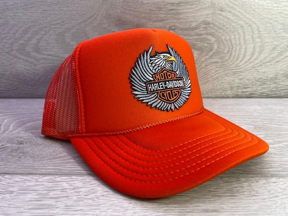 New Harley Eagle Orange Trucker Hat Cap Snapback Adult Sz | Etsy | Etsy (US)