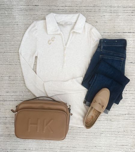 Fall outfit with ribbed puff sleeve top paired with girlfriend jeans and loafers for a classic look. Love this for fall outfits, casual workwear and more! Super easy to throw together 

#LTKstyletip #LTKSeasonal