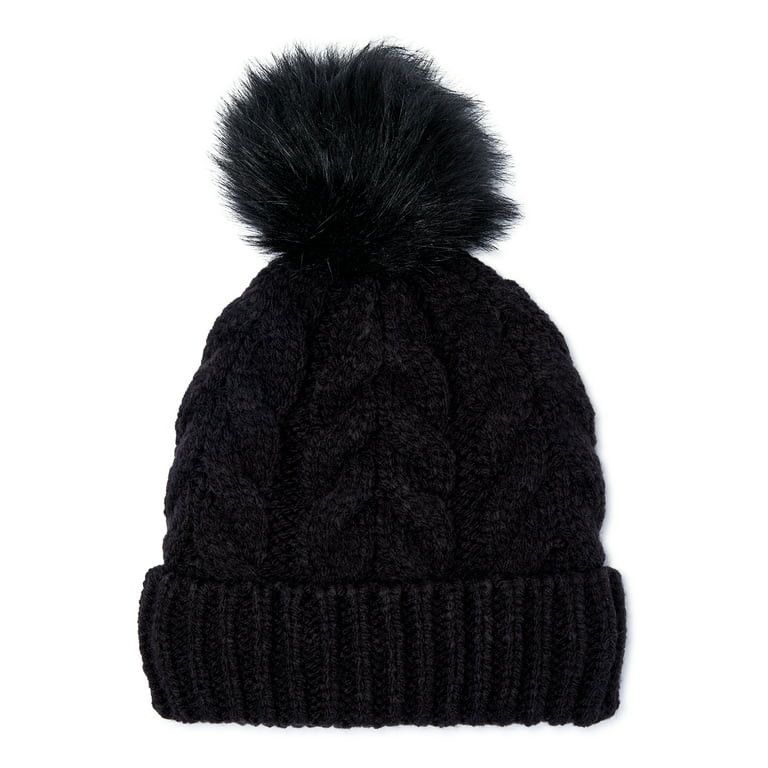 Time and Tru Women’s Cable Knit Pom Beanie - Walmart.com | Walmart (US)