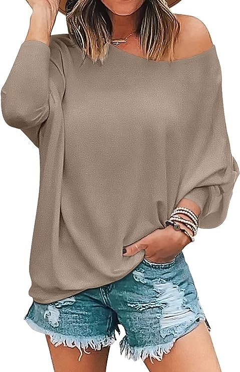 MIHOLL Womens Long Sleeve Batwing Casual Loose Dolman T-Shirt Blouse Tops | Amazon (US)