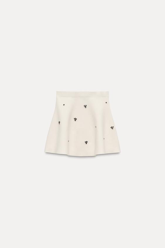 JEWEL BEAD KNIT SKIRT | Zara US