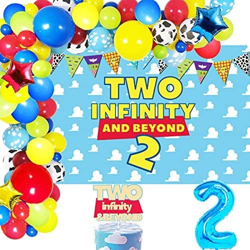 HEETON Two Infinity and Beyond Backdrop Buzz Banner Light Year Cake Topper Toy Inspired Story 2nd... | Amazon (US)