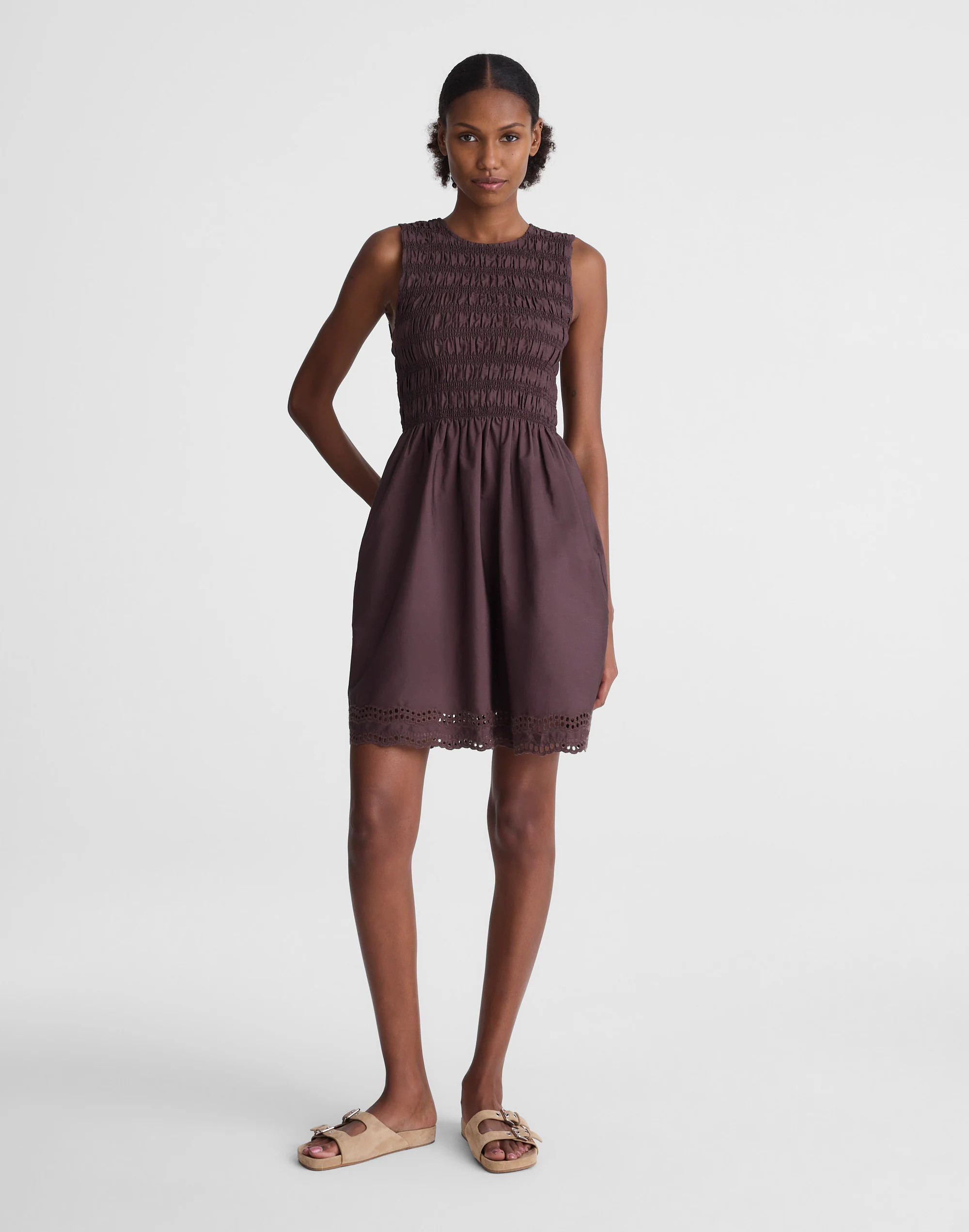 The Embroidered Melody Smocked Mini Dress | Madewell