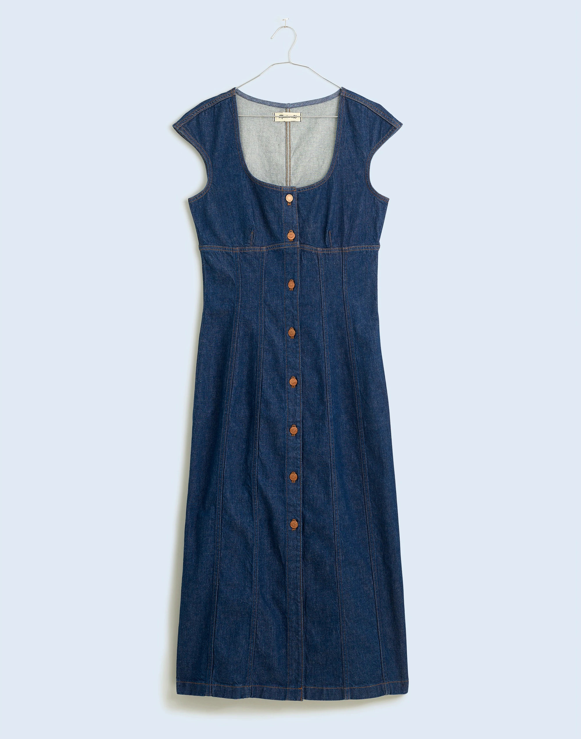 Denim Square-Neck Midi Dress in Benton Wash | Madewell