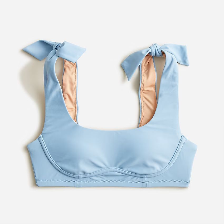 Tie-shoulder scoopneck bikini top | J.Crew US
