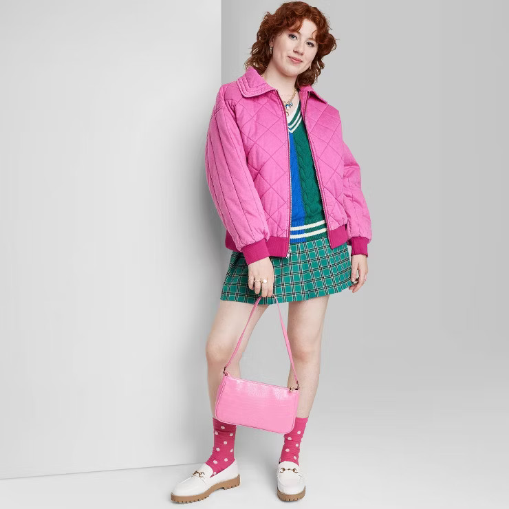 Women's Oversized Woven Quilted Bomber Jacket - Wild Fable™ | Target