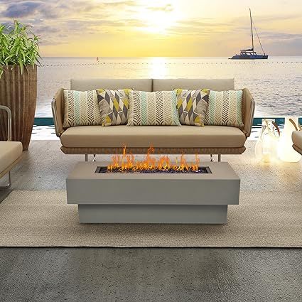 BAIDE HOME Outdoor Low Profile Fire Table, 48-inch Rectangle Propane Gas Fire Pit Table, 50,000 B... | Amazon (US)