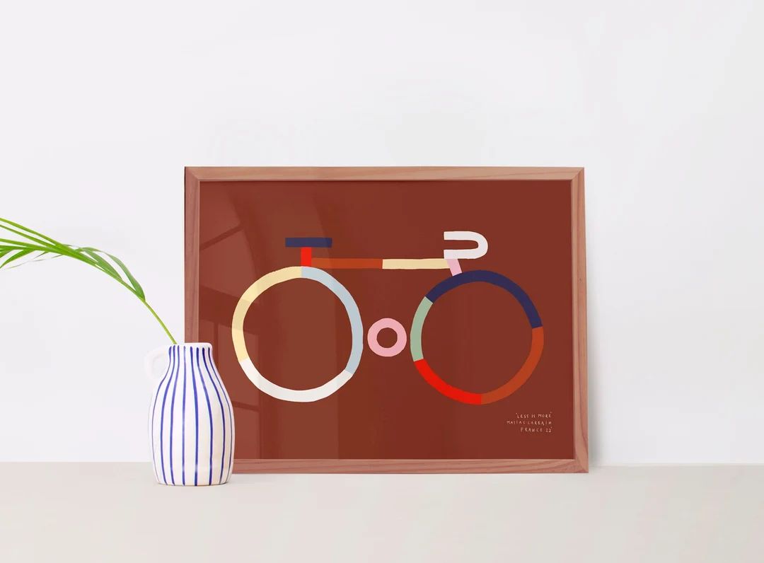 Minimalist colourful bicycle wall art | Etsy (US)