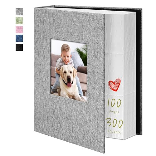Yopih Photo Album 4x6 300 Pockets Photo Albums with Linen Cover Picture Albums for Family, Wedding, Baby, Photo Book Holds Vertical Pictures Grey | Amazon (US)