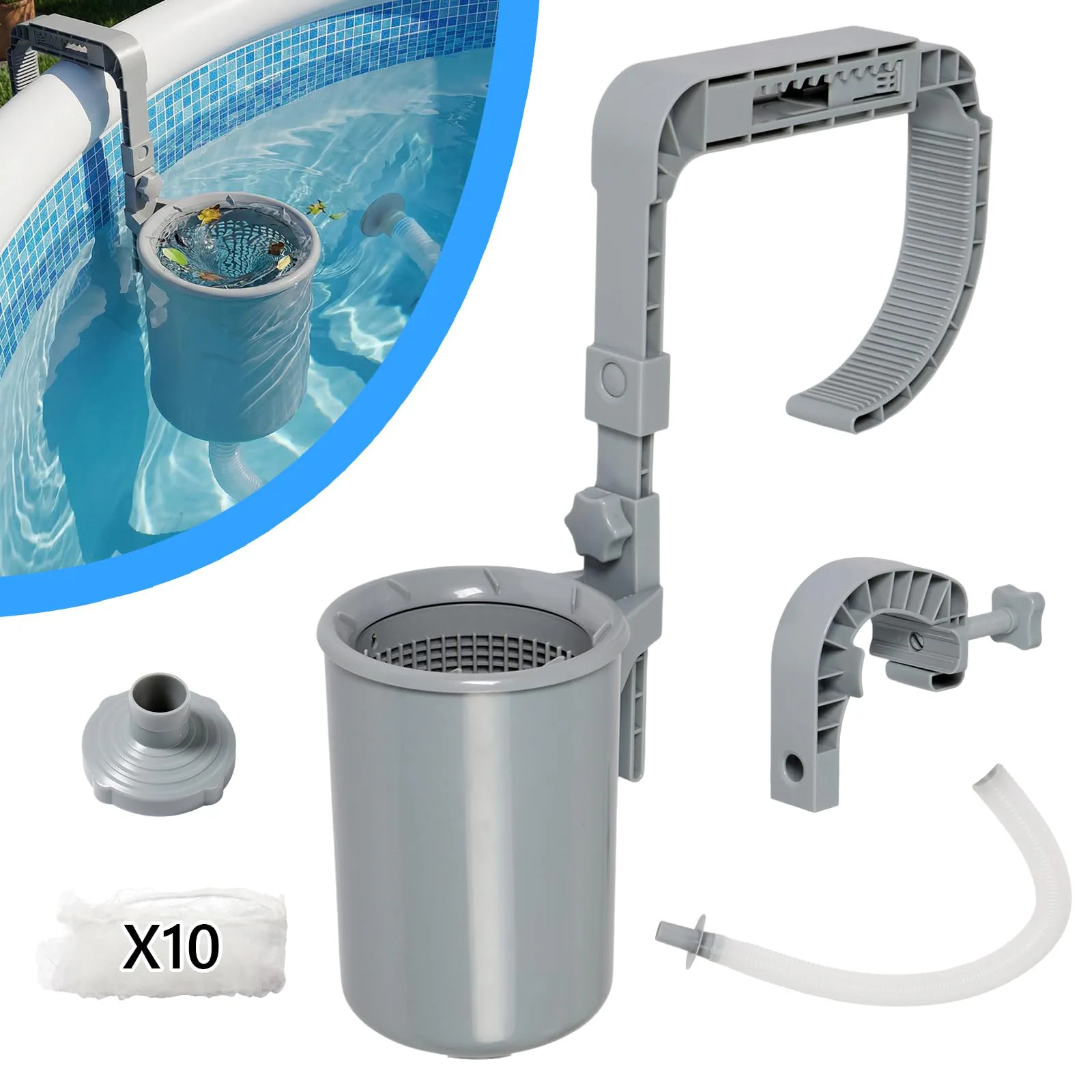VINGLI Above Ground Pool Skimmer with 10 Pack Skimmer Socks/Adjustable Pool Skimmer Kit with Basket Hose Fits Inflatable Tubular and Metal Frame Pools | Lowe's