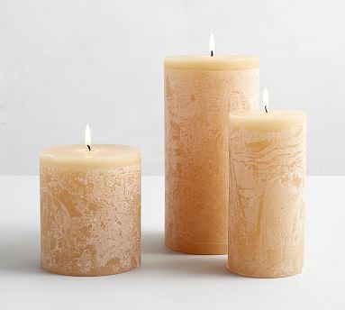Scented Timber Pillar Candles - Honeysuckle | Pottery Barn (US)