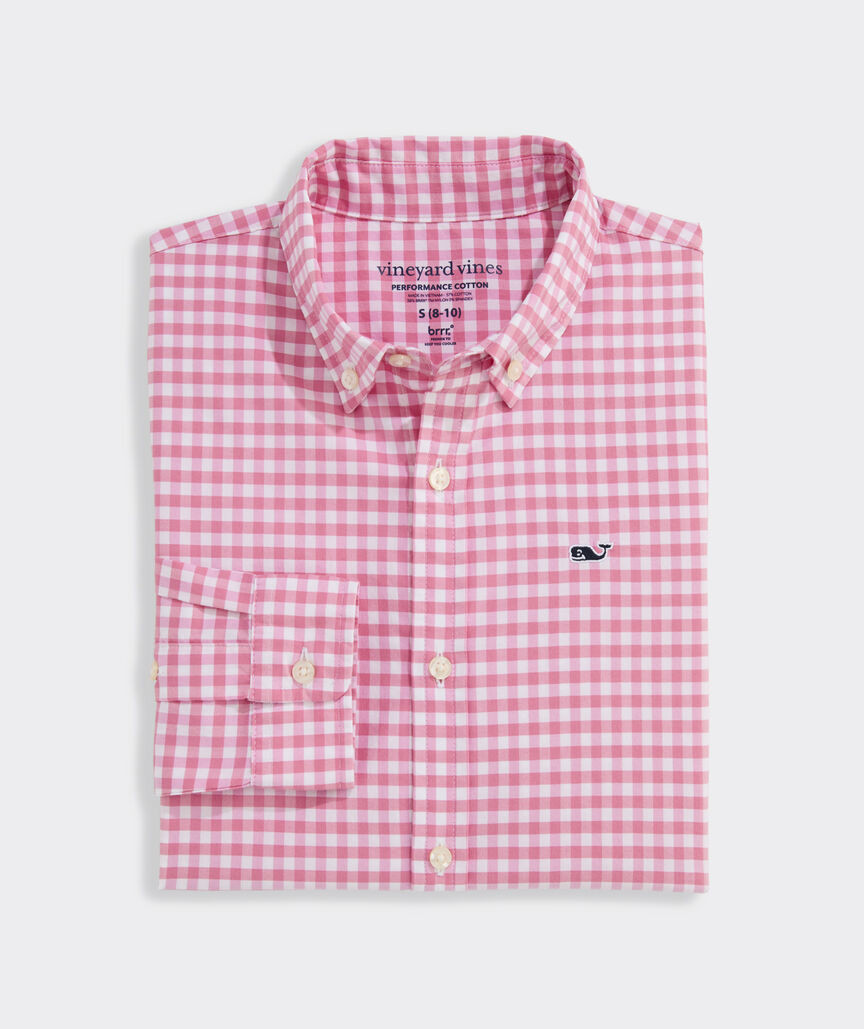 Boys' Performance Cotton Skysail Gingham Shirt | vineyard vines
