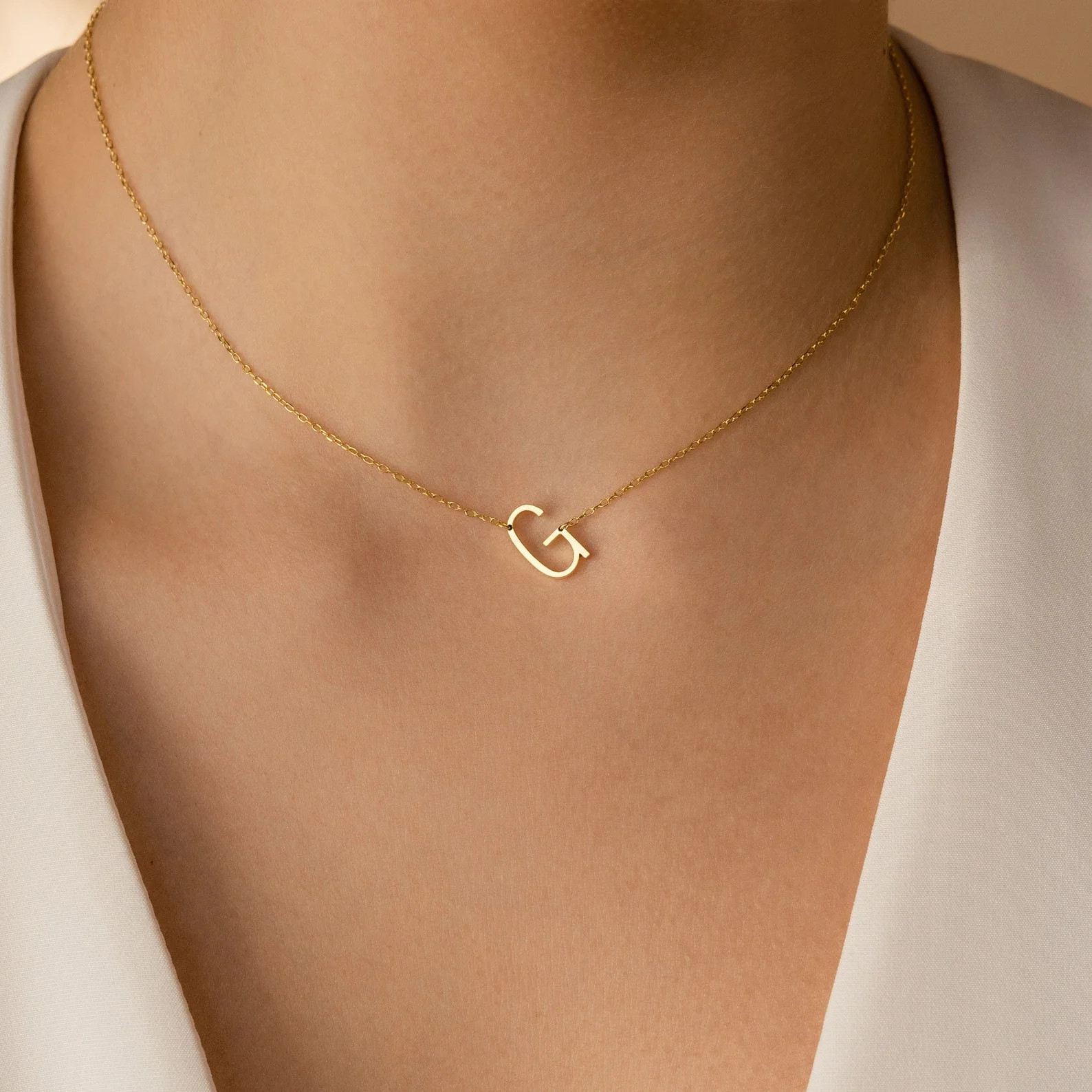 Mini Sideways Initial Necklace | Caitlyn Minimalist