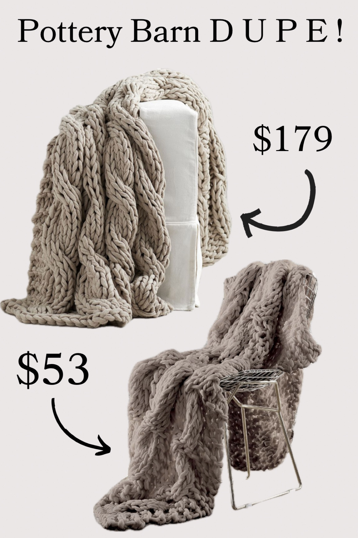 Pottery Barn Colossal Handknit Throw LOOK FOR LESS! Be sure to checkout the real life photos of the Amazon version. It is SPOT ON! 🤩 #potterybarn #lookforless #throwblanket #earthtones #cozy 

#LTKfindsunder50 #LTKsalealert #LTKhome