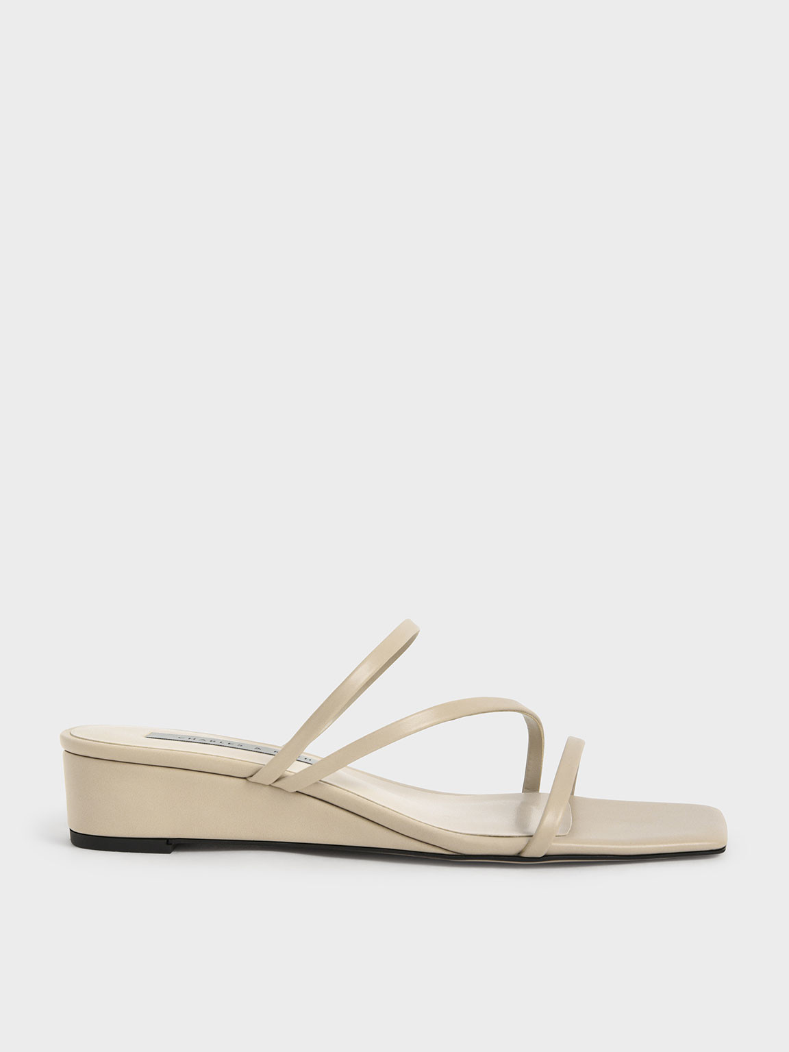 Beige Strappy Wedge Mules | CHARLES & KEITH UK | Charles & Keith UK