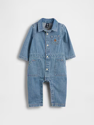 Baby Denim Stripe Utility One-Piece | Gap (US)