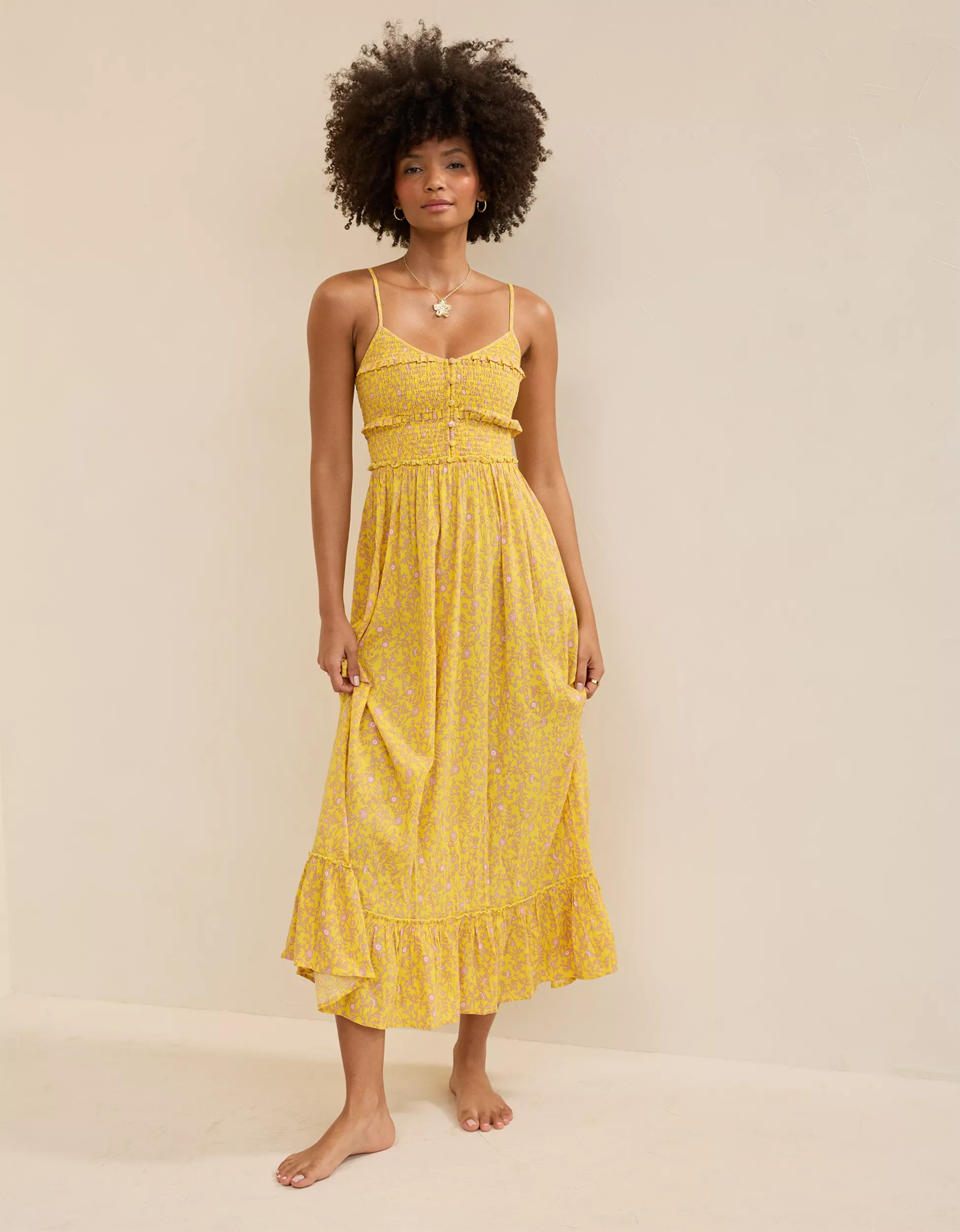 Aerie Button Front Maxi Dress | Aerie
