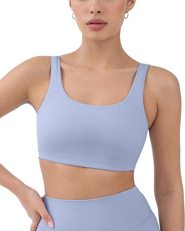 PAVOI ACTIVE Yoga Sports Bras for Women | High Support Low Scoop Neck Low Impact Gym Bra with Rem... | Amazon (US)