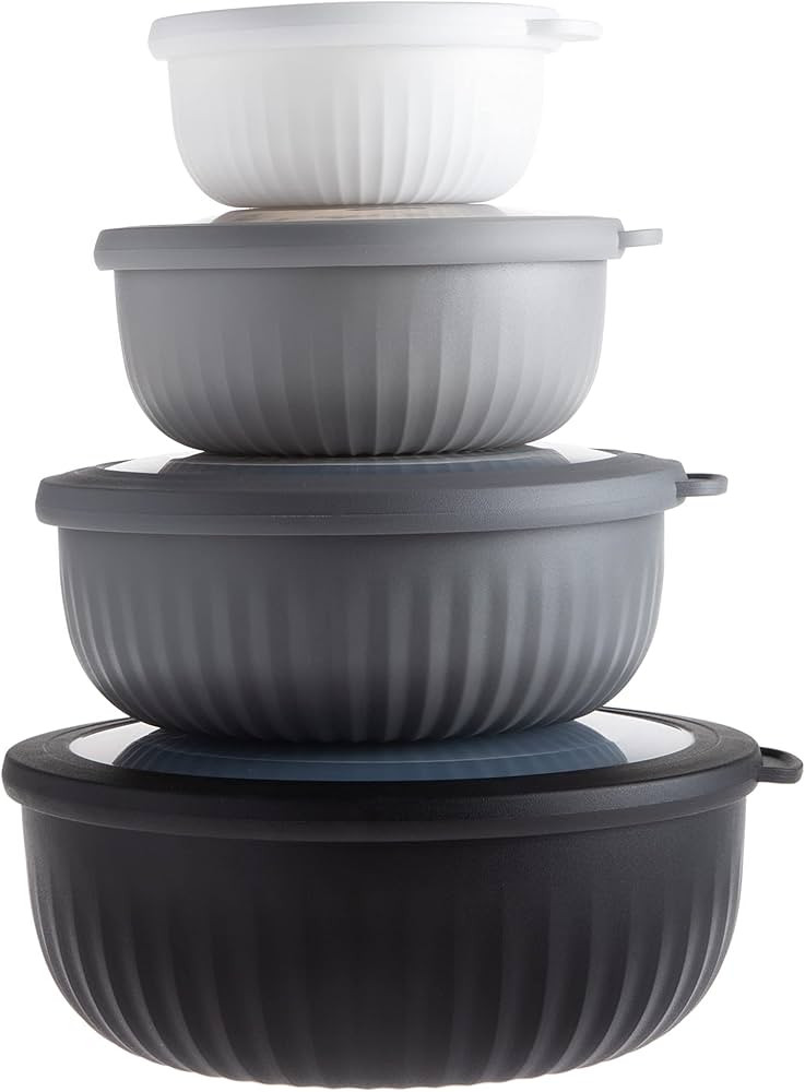 COOK WITH COLOR Prep Bowls - 8 Piece Nesting Plastic Meal Prep Bowl Set with Lids - Small Bowls F... | Amazon (US)