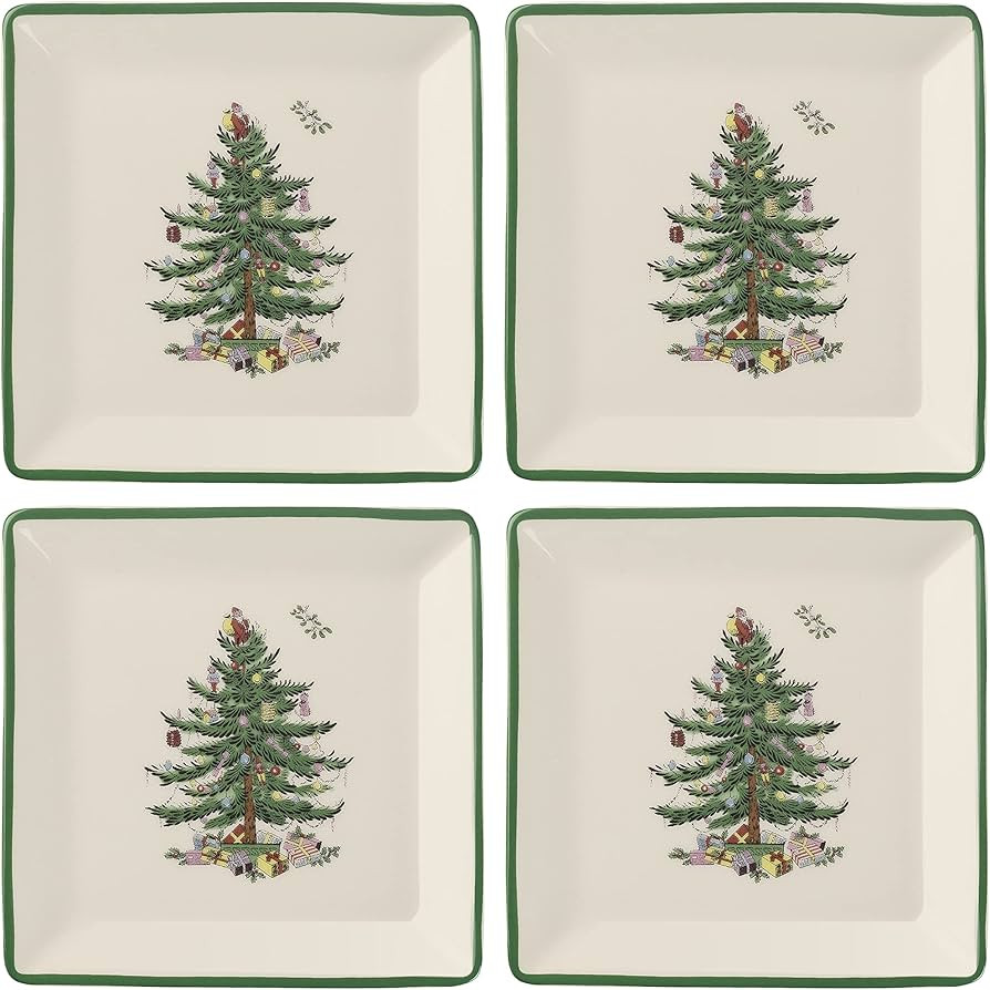 Spode Christmas Tree Collection Tidbit Square Plates, Set of 4, Made of Ceramic, 5 Inch, Use for ... | Amazon (US)
