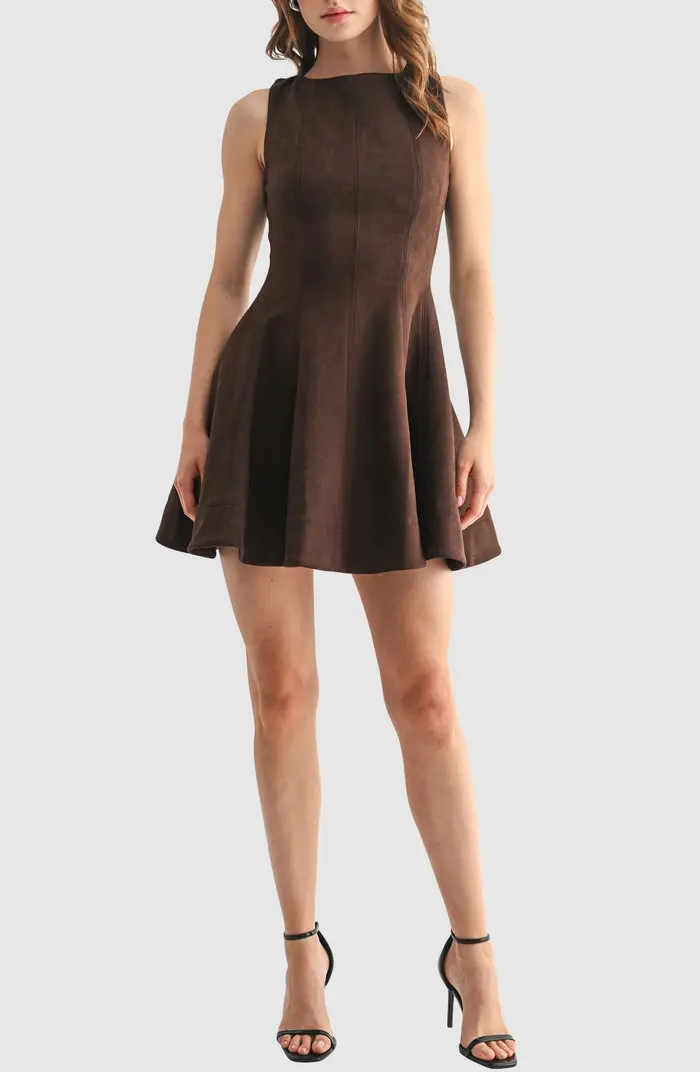 Faux Suede Fit & Flare Minidress | Nordstrom