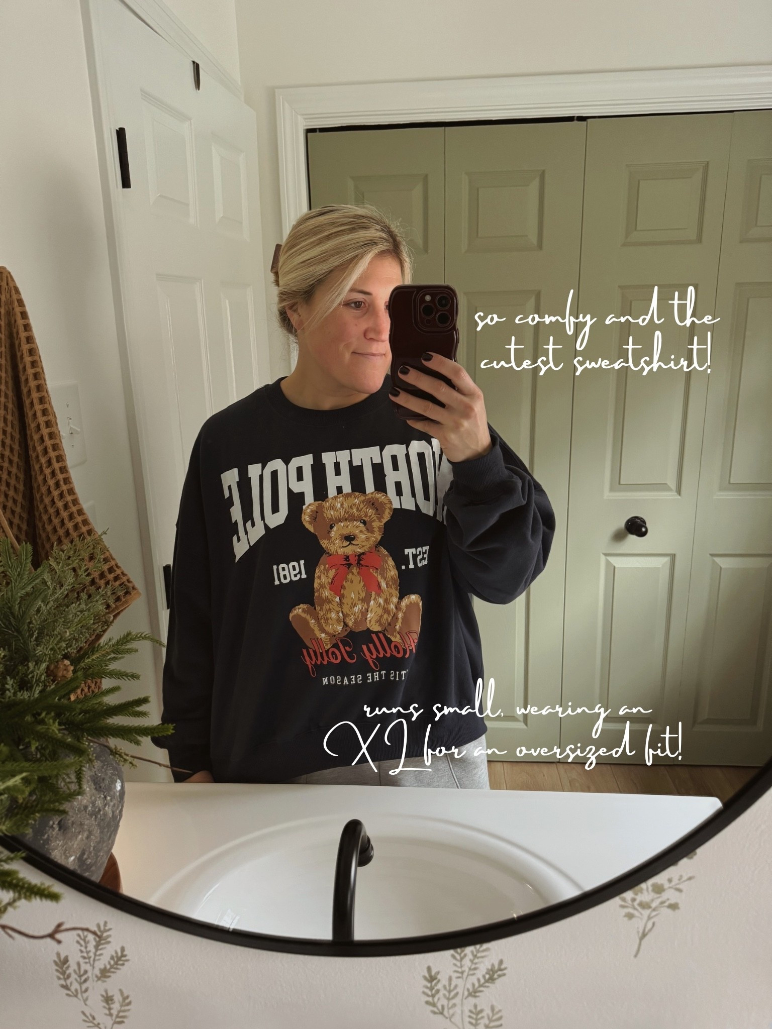 On Sale! The price is so good b These sweatshirts are amazing 😍 so comfy and the CUTEST for the holiday season! Also have the bronco one! Wearing an XL for an oversized fit, runs small 

#LTKU #LTKSeasonal #LTKSaleAlert