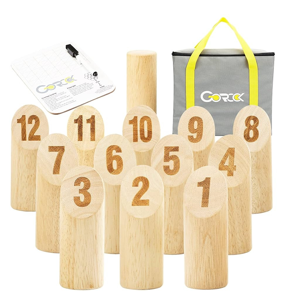 Gorock Numbered Block Toss Games, Wooden Bowling Throwing Game Set with Scoreboard & Carrying Bag... | Amazon (US)