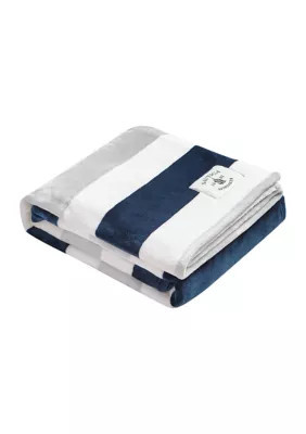Nautica Awning Stripe 1-Piece Ultra Soft Plush Throw Blanket, Blue, 60 x 50 | Belk