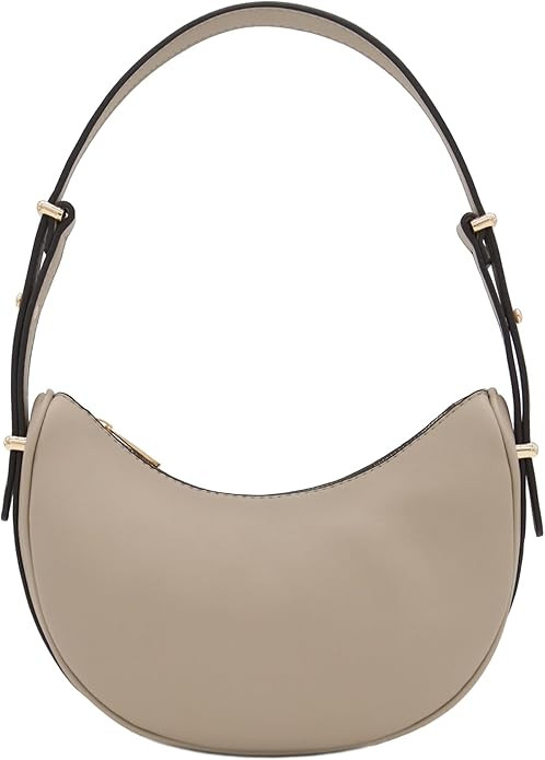 Small Crescent Smooth Faux Leather Underarm Shoulder Bag | Amazon (US)
