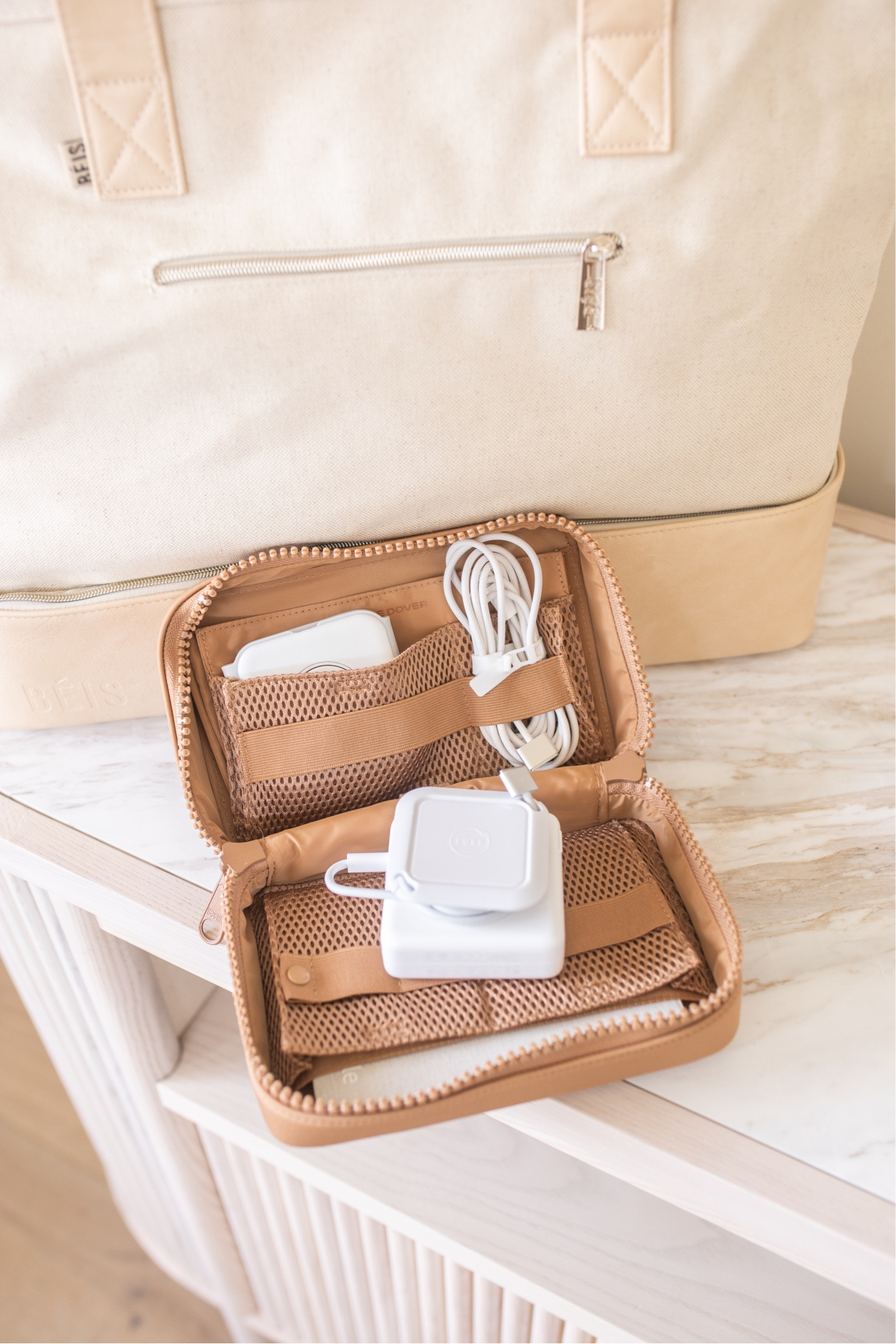 Collapsible Charger Organizer and Travel Accessory Compatible with