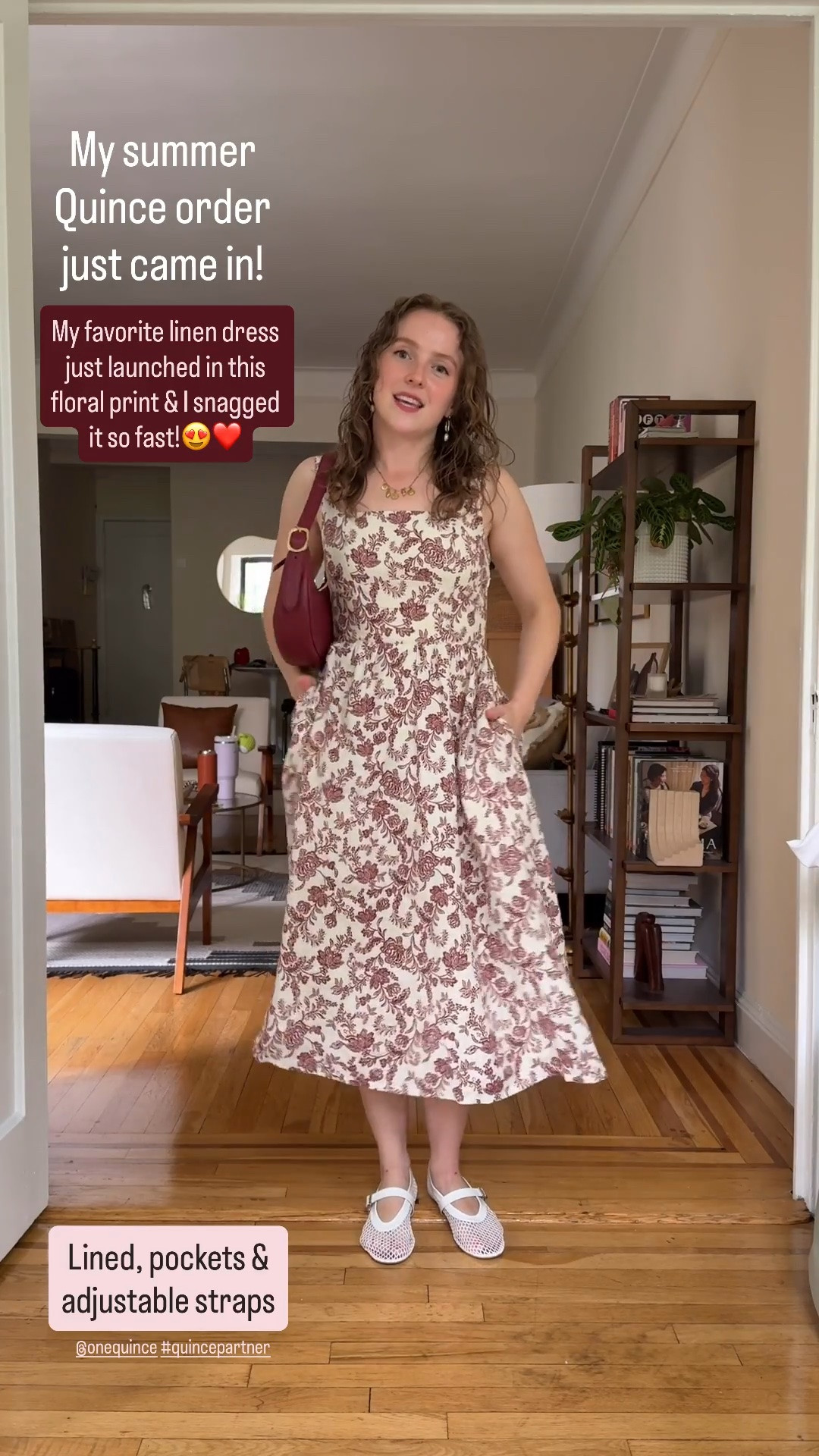 My favorite linen dress from @Quince is now available in the prettiest red floral. Lined and has pockets. Wearing xs!#quincepartner

#LTKPetite #LTKSeasonal