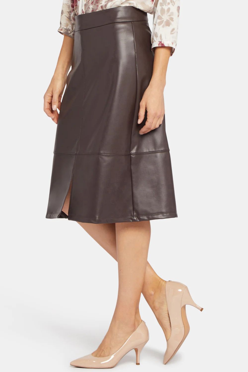 Faux Leather A-Line Skirt - Cordovan | NYDJ