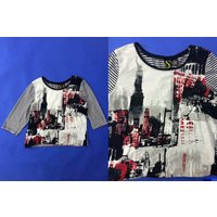 Y2K Vintage Cropped New York City 3/4 Sleeve Striped Shirt Black White Crop Top Statue Of Liberty 20 | Etsy (US)