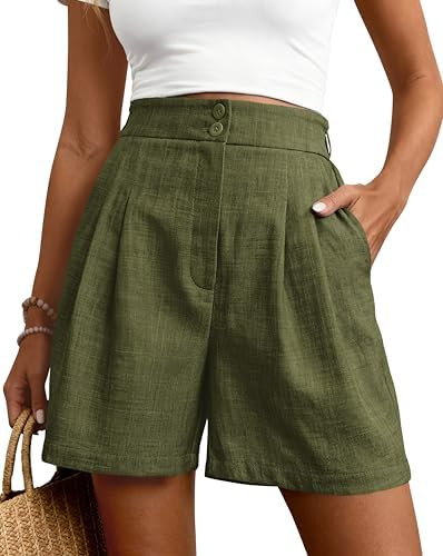 CFLONGE Womens Shorts Dressy Wide Leg Summer Shorts High Waisted Tailored Pleated Business Casual... | Amazon (US)