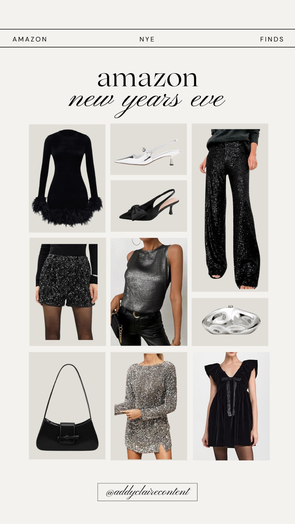 New Year's Eve Outfit Ideas from Amazon

NYE outfit/ Women’s holiday outfit ideas/ Last minute NYE outfit/ NYE amazon/ Womens new years going out outfit/ silver pants styling/ Holiday outfit ideas/ 2024 NYE/ mini skirt outfit/ Leather blazer/ Bar outfit/ going out tops/ Metallic heels/ Black shoulder bag 

 #LTKGiftGuide #LTKHoliday #LTKParties