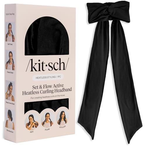 Kitsch Set & Flow Active Heatless Curling Headband For Women - Black, 1pc | Amazon (US)