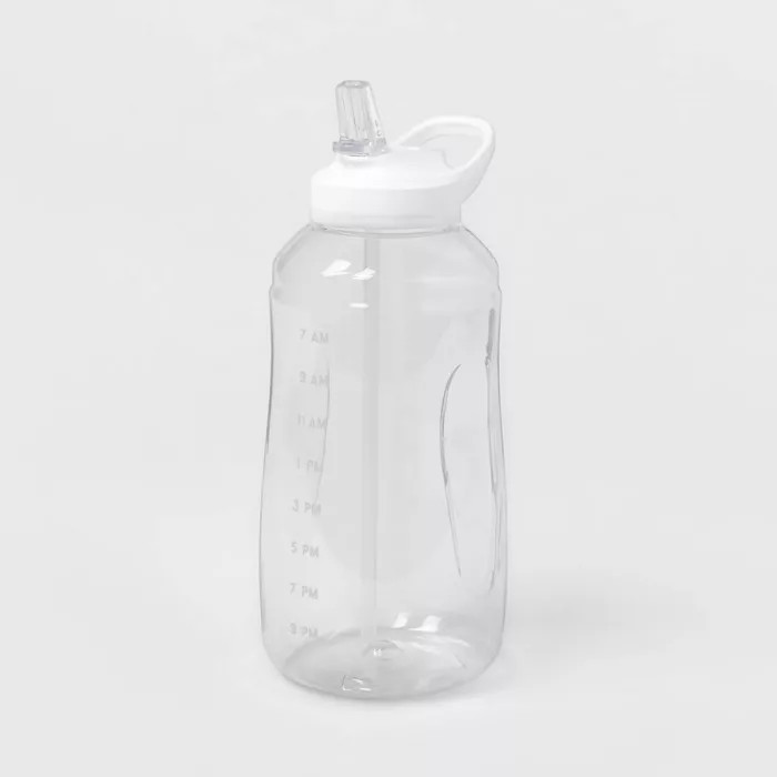 Half Gallon/64oz Plastic Hydration Tracker with Time of Day & Straw | Target