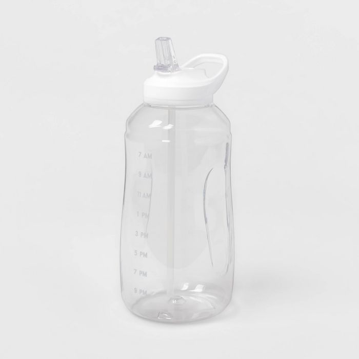 Half Gallon/64oz Plastic Hydration Tracker with Time of Day & Straw | Target