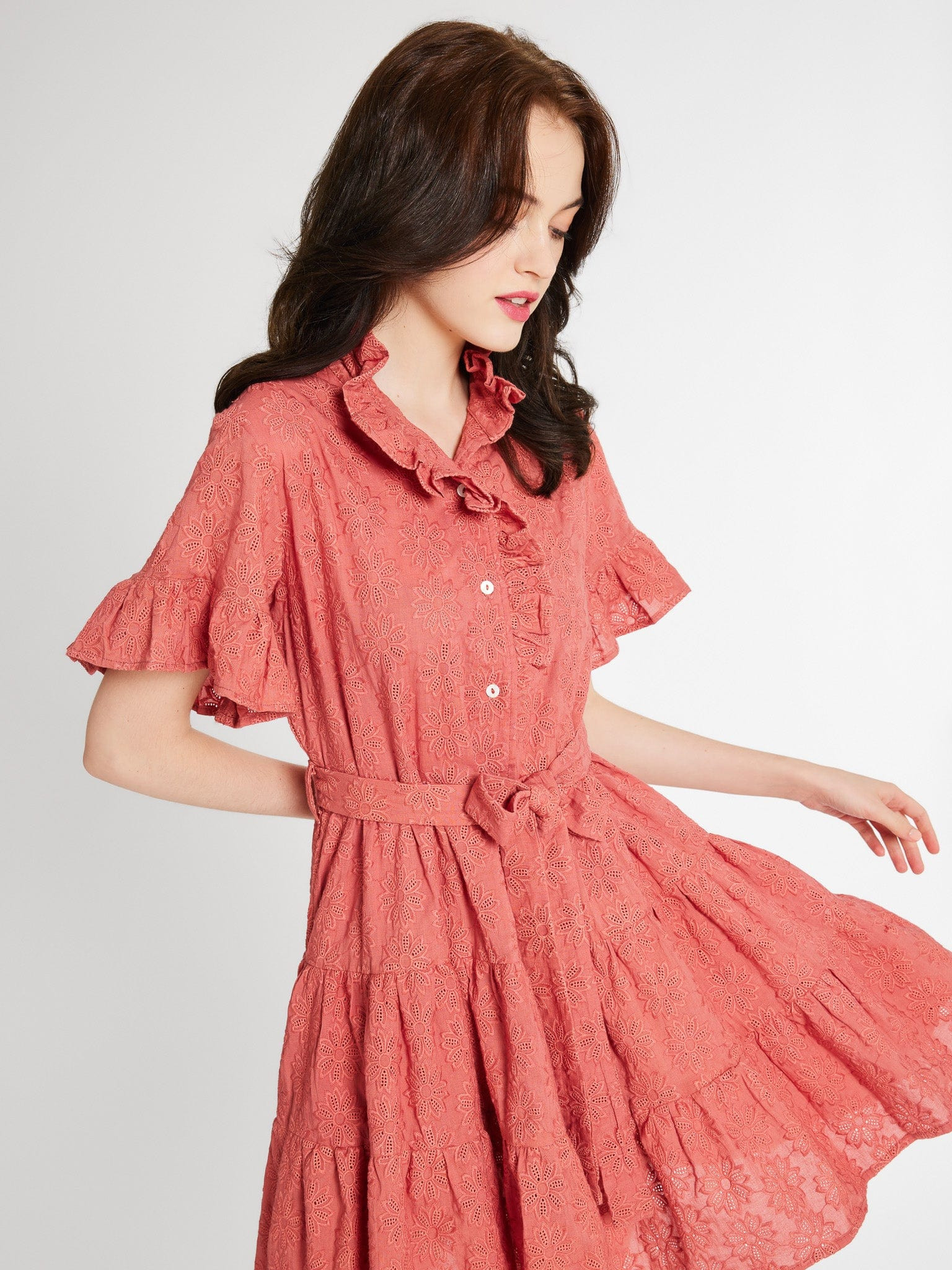 Violetta Dress in Rosewood Eyelet | Mille