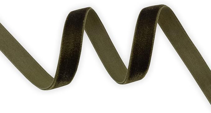 KLTRIBBON Nylon Velvet Ribbon Single Faced,3/8 Inch X 25Yards Spool (Moss Green) | Amazon (US)