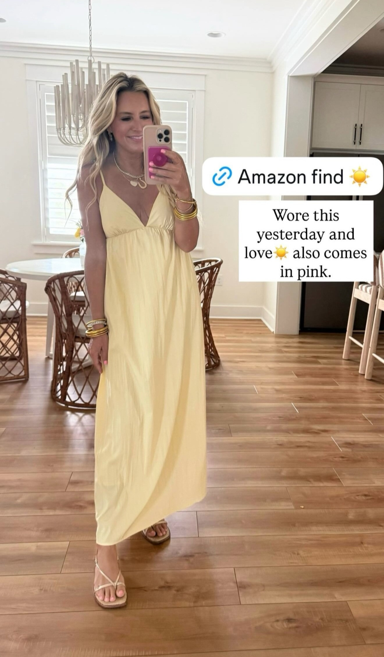 The prettiest butter-yellow maxi dress for summer ☀️ It’s lightweight, flowy, and so easy to dress up or down. Perfect for vacation dinners, beach photos, showers, or any sunny summer occasion. It also comes in pink! 

 #LTKgrwm #LTKvlog