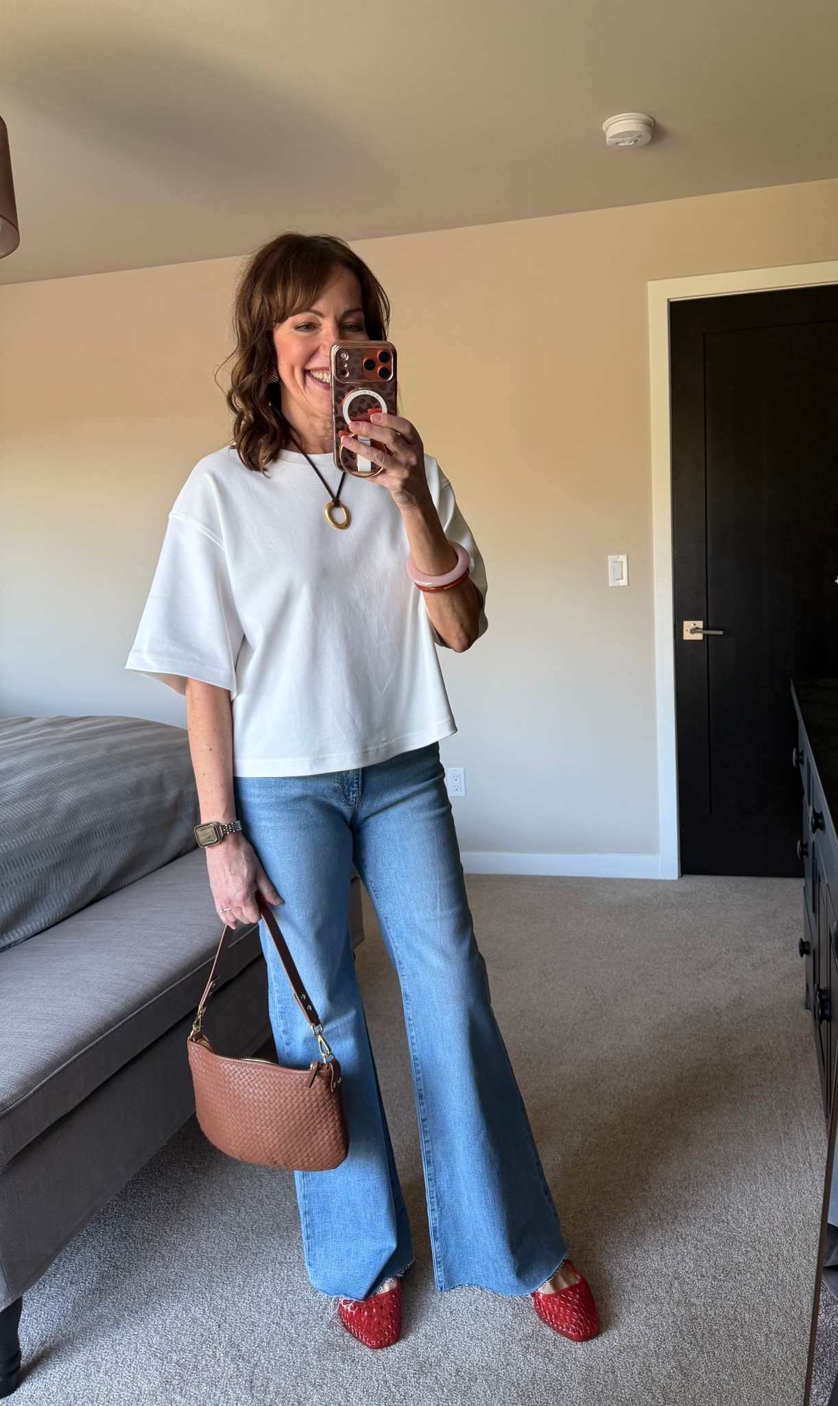 70 degrees today woo hoo!!😎Ootd for errands and to watch the basketball game tonight!🏀 Update! My tee is on sale!!

Mavi jeans, flare leg jeans, COS t shirt, boxy oversized t shirt, jelly shoes, Sam Edelman, Quince bag, bangles, Mango

#LTKootd #LTKgrwm #LTKOver40