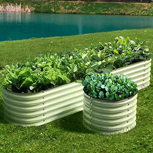 Olle Galvanized Raised Garden Beds Outdoor Easy Quick Setup, 17" Tall, 4-in-1 Metal Planter Boxes... | Amazon (US)