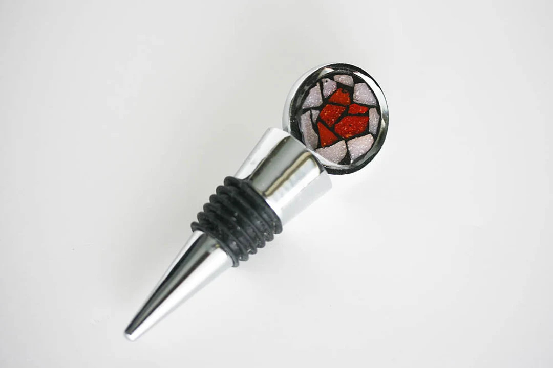 Mosaic Red Heart Pink Wine Bottle Stopper Bar Wetbar Wine - Etsy | Etsy (US)