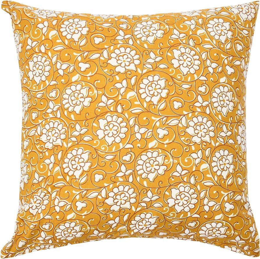 Creative Co-Op 20" Square Floral Cotton Pillow Decorative Pillow Cover, 20" x 20", Marigold Paisl... | Amazon (US)