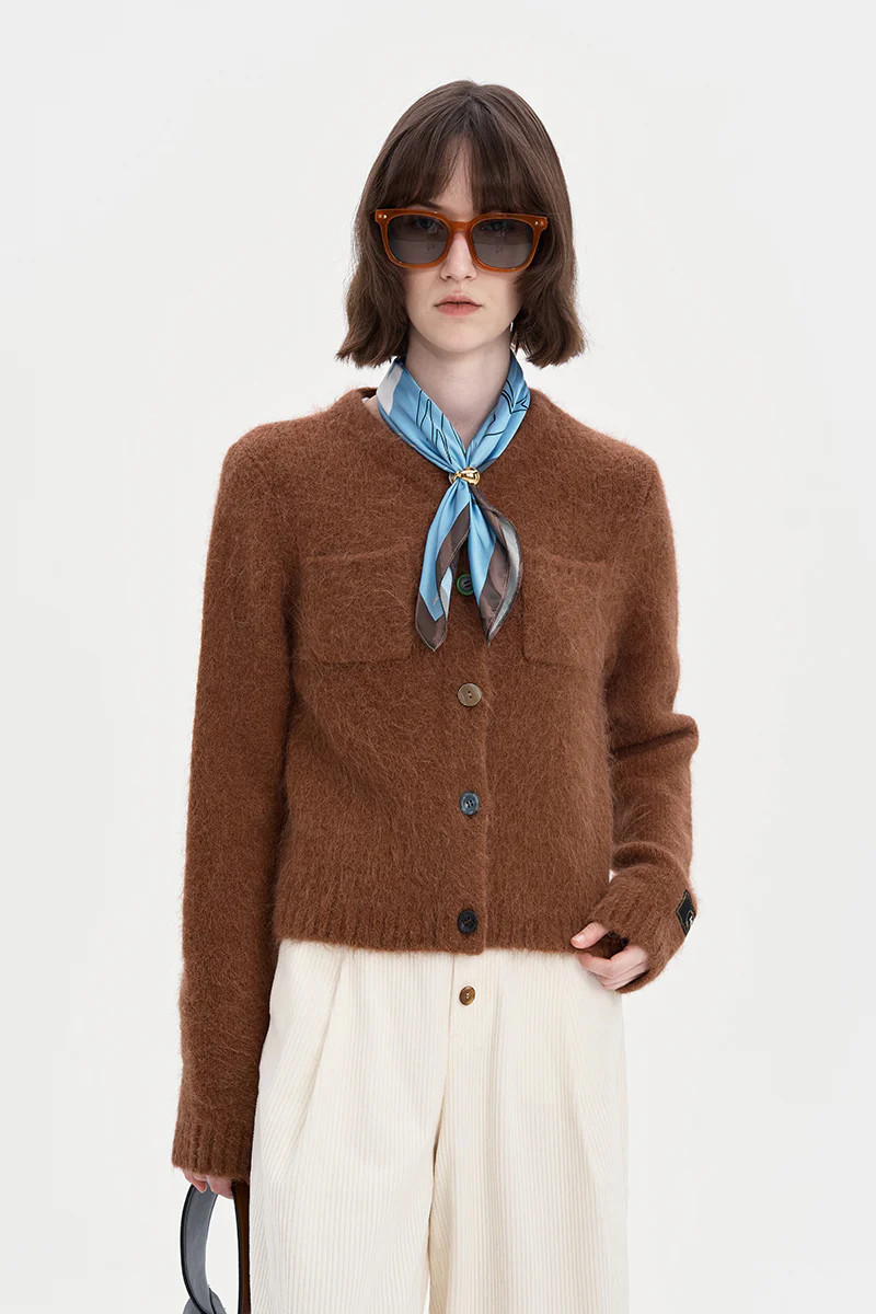 Alpaca Blend Cropped Cardigan Sweater | SELFWHO